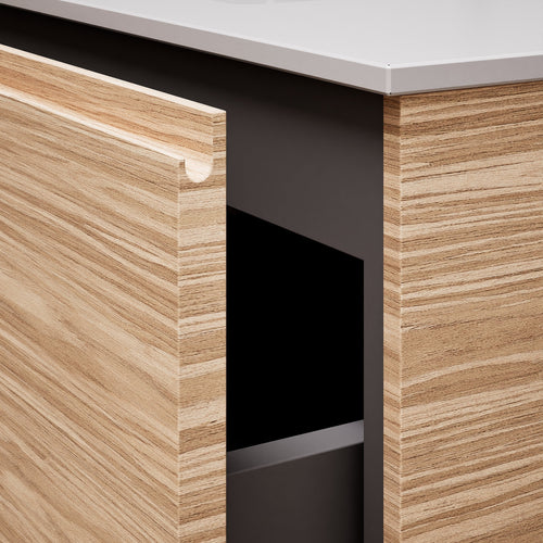 Aurora Single Set with Supporting Legs – Corian Basi & Countertop with 1 Drawer Vanity & Side Shelf - ROVALUX