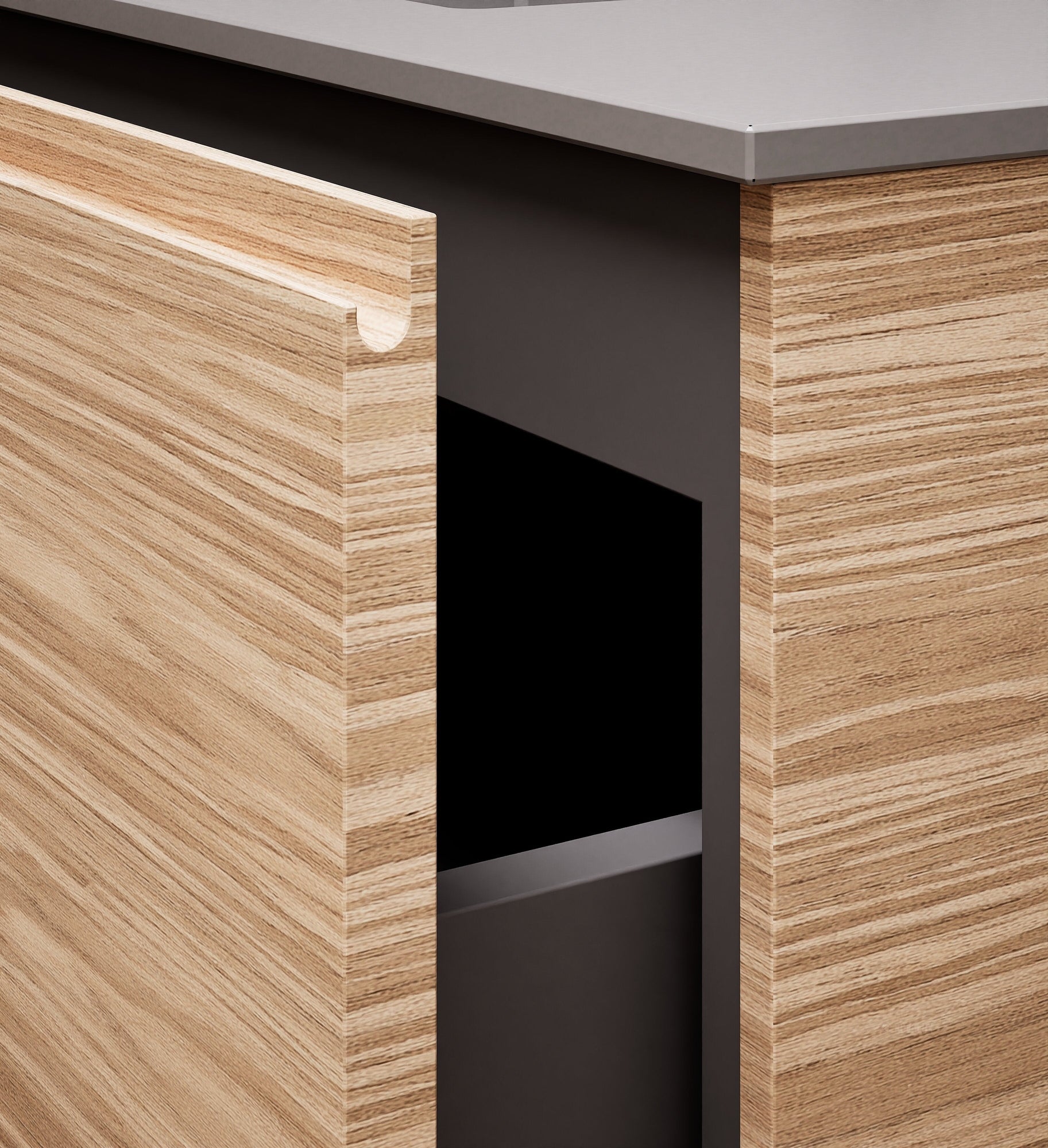 Aurora Single Set with Supporting Legs – Corian Basi & Countertop with 1 Drawer Vanity & Side Shelf - ROVALUX