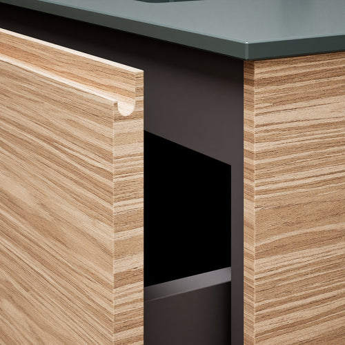 Aurora Single Set with Supporting Legs – Corian Basi & Countertop with 1 Drawer Vanity & Side Shelf - ROVALUX