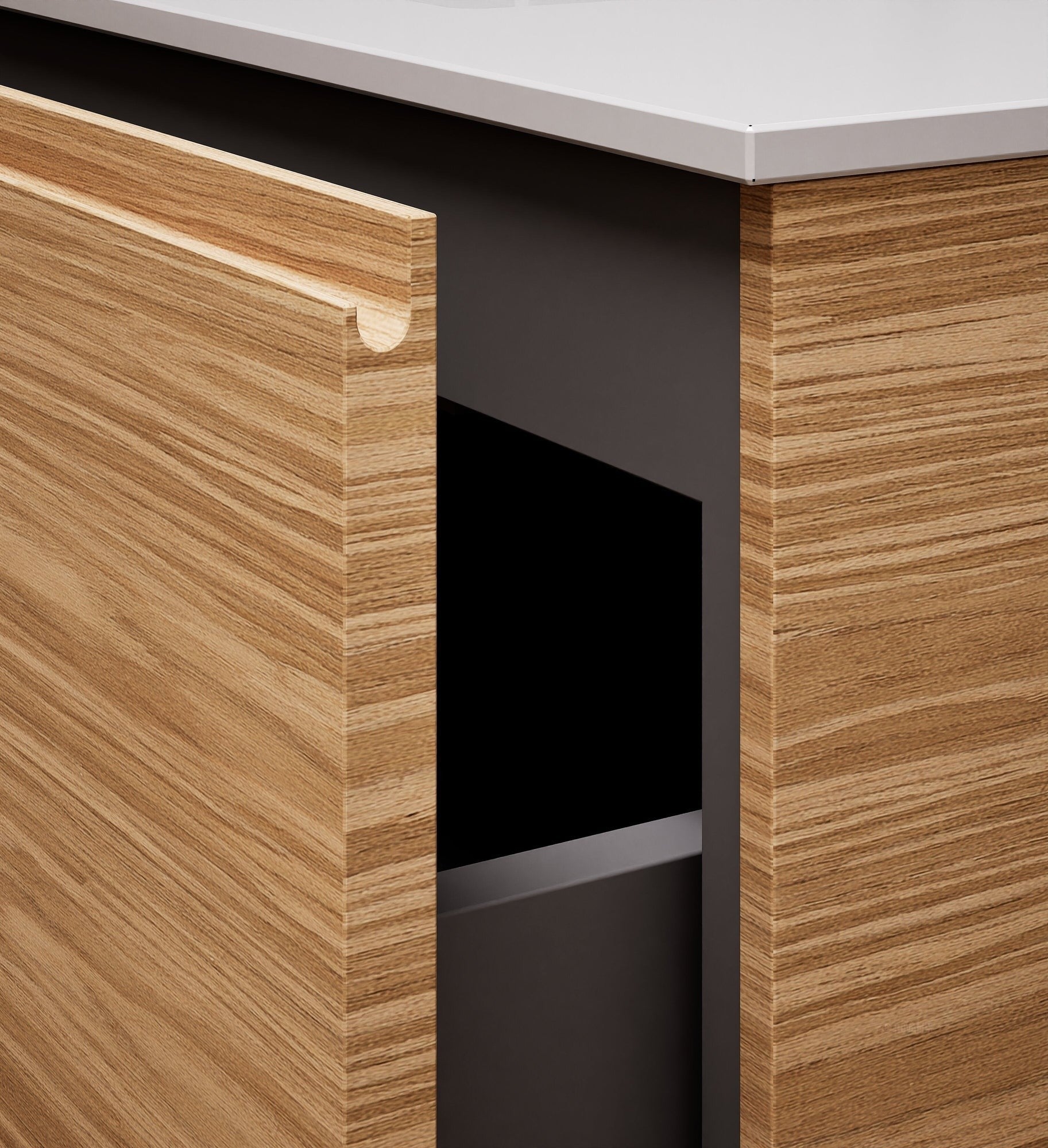 Aurora Single Set with Supporting Legs – Corian Basi & Countertop with 1 Drawer Vanity & Side Shelf - ROVALUX
