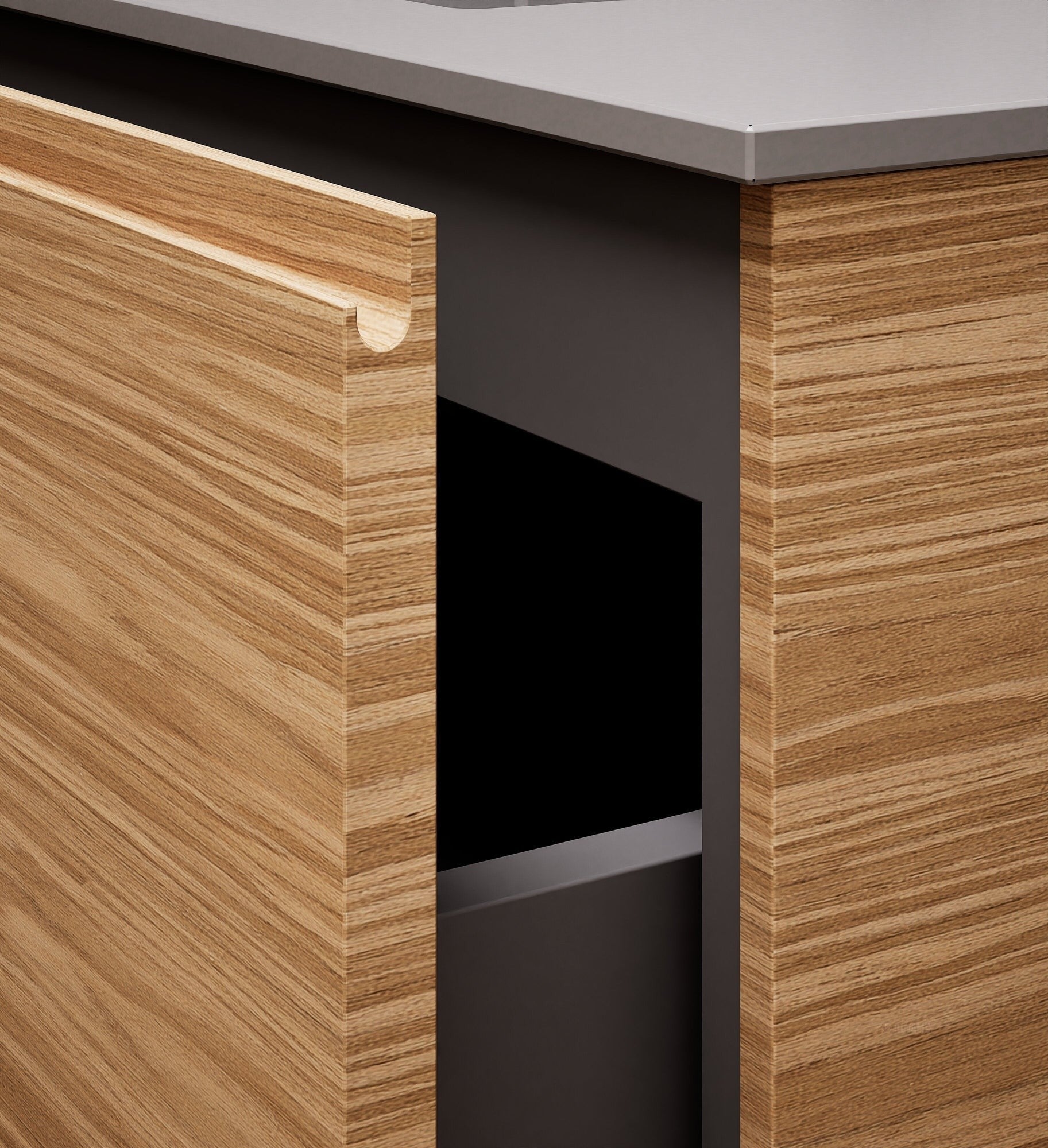 Aurora Single Set with Supporting Legs – Corian Basi & Countertop with 1 Drawer Vanity & Side Shelf - ROVALUX