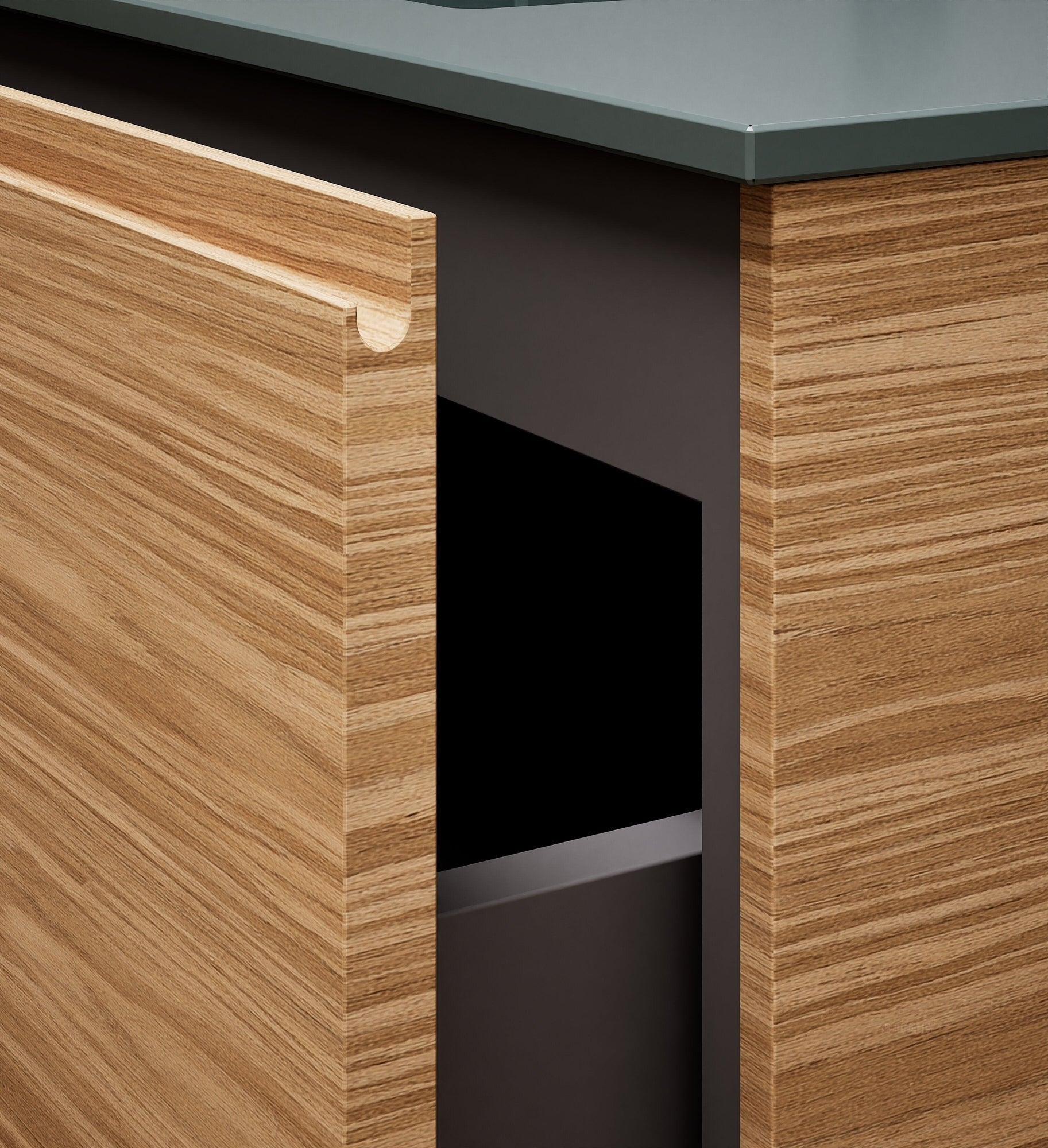 Aurora Single Set with Supporting Legs – Corian Basi & Countertop with 1 Drawer Vanity & Side Shelf - ROVALUX