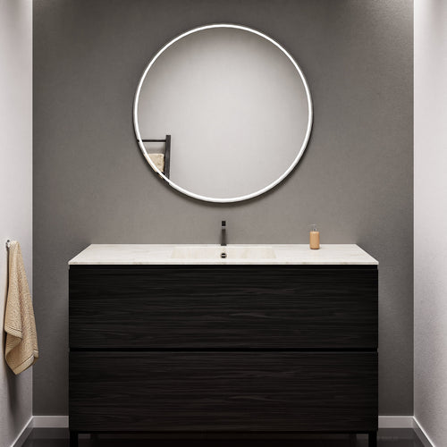 Aurora Single Set With Supporting Legs – Corian Sink & Countertop with 2 Drawers Vanity - ROVALUX