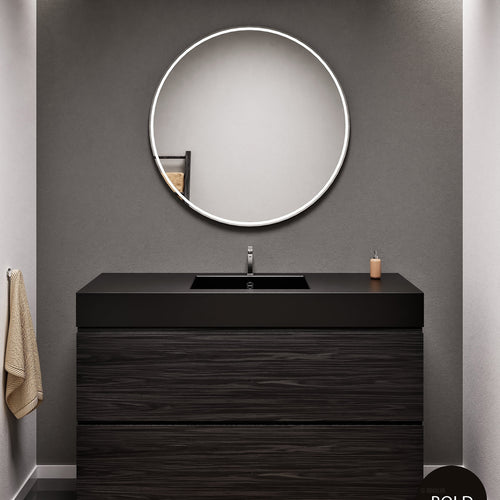 Aurora Single Set With Supporting Legs – Corian Sink & Countertop with 2 Drawers Vanity - ROVALUX