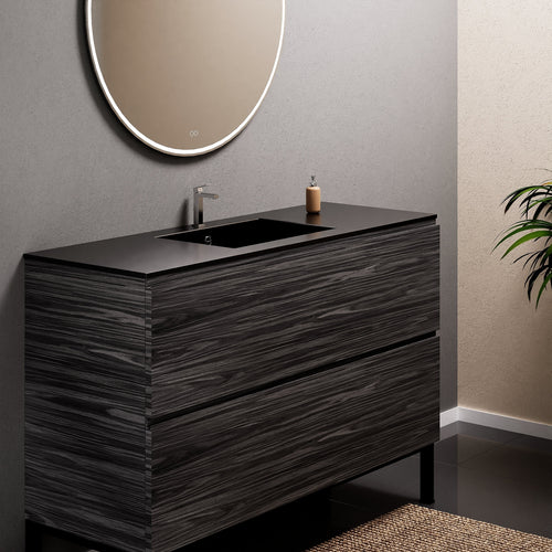 Aurora Single Set With Supporting Legs – Corian Sink & Countertop with 2 Drawers Vanity - ROVALUX
