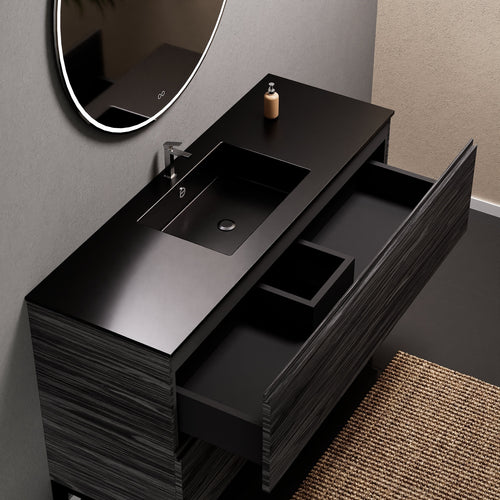 Aurora Single Set With Supporting Legs – Corian Sink & Countertop with 2 Drawers Vanity - ROVALUX