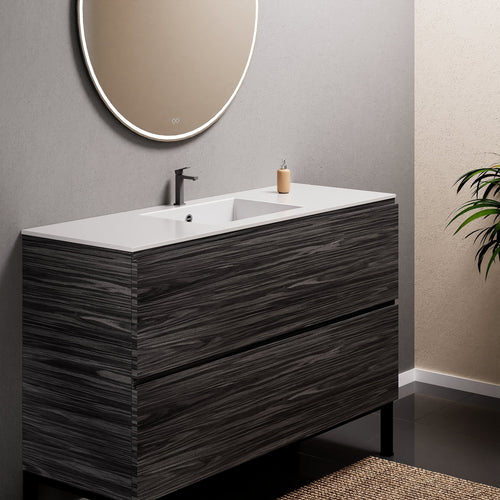 Aurora Single Set With Supporting Legs – Corian Sink & Countertop with 2 Drawers Vanity - ROVALUX