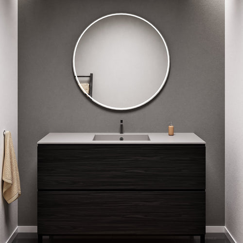 Aurora Single Set With Supporting Legs – Corian Sink & Countertop with 2 Drawers Vanity - ROVALUX