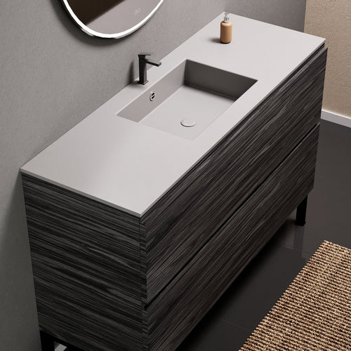 Aurora Single Set With Supporting Legs – Corian Sink & Countertop with 2 Drawers Vanity - ROVALUX