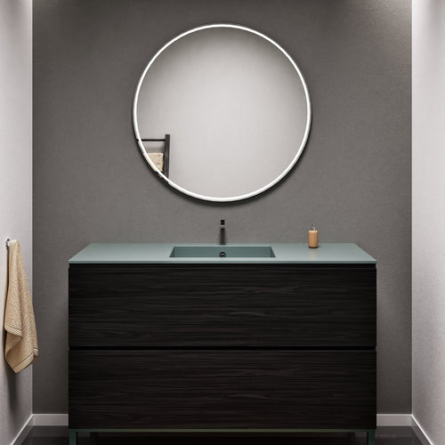 Aurora Single Set With Supporting Legs – Corian Sink & Countertop with 2 Drawers Vanity - ROVALUX