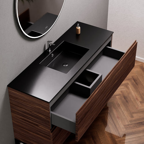 Aurora Single Set With Supporting Legs – Corian Sink & Countertop with 2 Drawers Vanity - ROVALUX