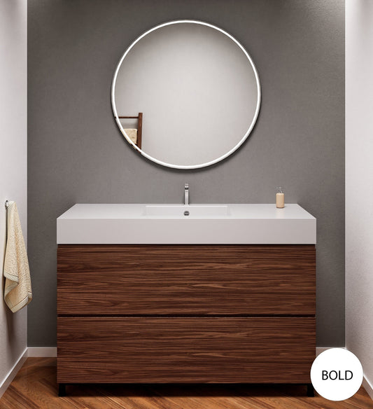 Aurora Single Set With Supporting Legs – Corian Sink & Countertop with 2 Drawers Vanity - ROVALUX