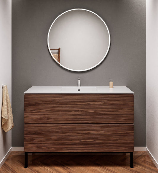 Aurora Single Set With Supporting Legs – Corian Sink & Countertop with 2 Drawers Vanity - ROVALUX