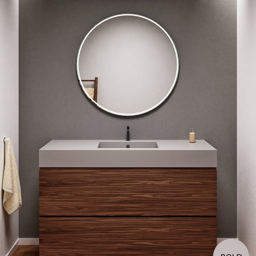 Aurora Single Set With Supporting Legs – Corian Sink & Countertop with 2 Drawers Vanity - ROVALUX