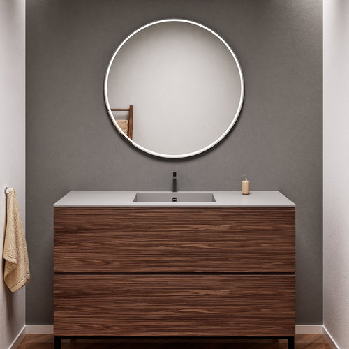 Aurora Single Set With Supporting Legs – Corian Sink & Countertop with 2 Drawers Vanity - ROVALUX
