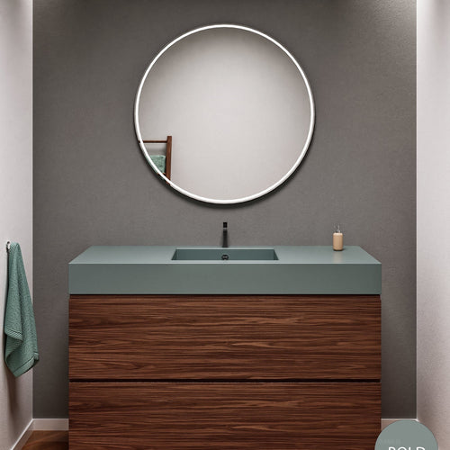 Aurora Single Set With Supporting Legs – Corian Sink & Countertop with 2 Drawers Vanity - ROVALUX