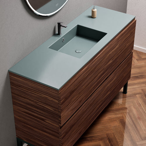 Aurora Single Set With Supporting Legs – Corian Sink & Countertop with 2 Drawers Vanity - ROVALUX