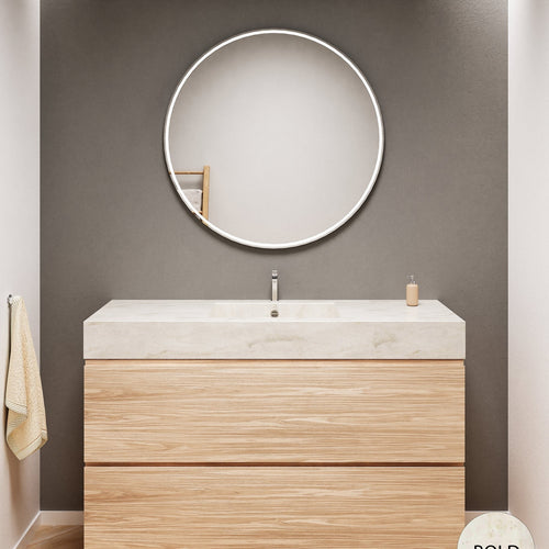 Aurora Single Set With Supporting Legs – Corian Sink & Countertop with 2 Drawers Vanity - ROVALUX