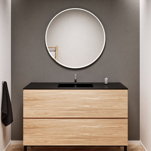 Aurora Single Set With Supporting Legs – Corian Sink & Countertop with 2 Drawers Vanity - ROVALUX
