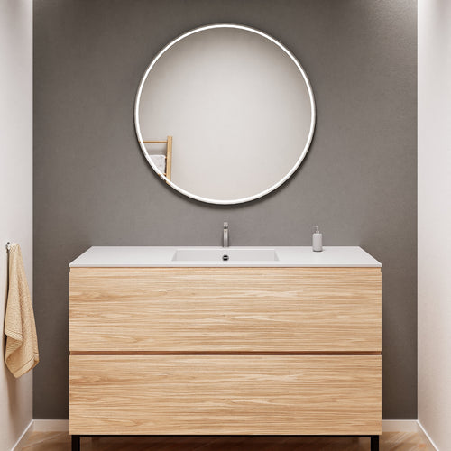 Aurora Single Set With Supporting Legs – Corian Sink & Countertop with 2 Drawers Vanity - ROVALUX