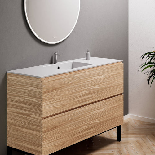 Aurora Single Set With Supporting Legs – Corian Sink & Countertop with 2 Drawers Vanity - ROVALUX