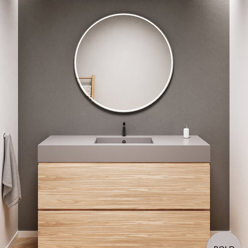 Aurora Single Set With Supporting Legs – Corian Sink & Countertop with 2 Drawers Vanity - ROVALUX