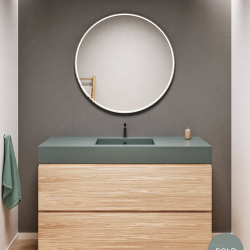Aurora Single Set With Supporting Legs – Corian Sink & Countertop with 2 Drawers Vanity - ROVALUX