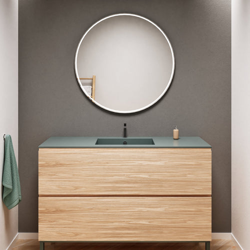Aurora Single Set With Supporting Legs – Corian Sink & Countertop with 2 Drawers Vanity - ROVALUX