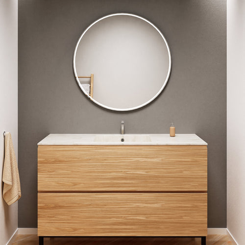 Aurora Single Set With Supporting Legs – Corian Sink & Countertop with 2 Drawers Vanity - ROVALUX