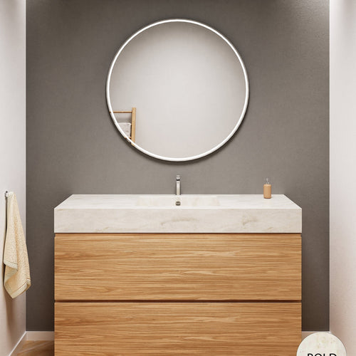 Aurora Single Set With Supporting Legs – Corian Sink & Countertop with 2 Drawers Vanity - ROVALUX