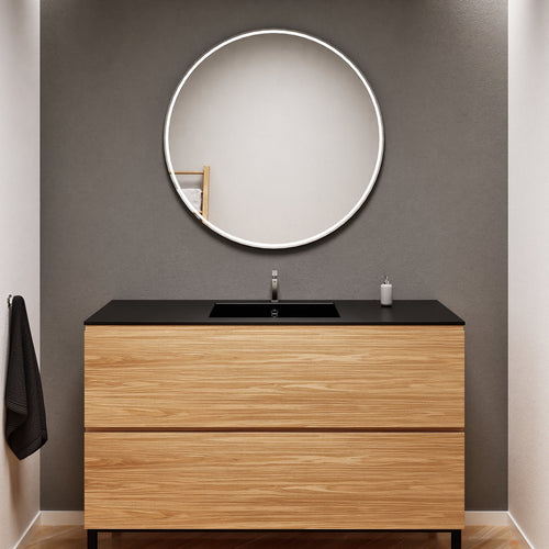 Aurora Single Set With Supporting Legs – Corian Sink & Countertop with 2 Drawers Vanity - ROVALUX