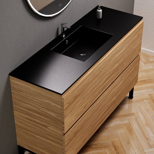 Aurora Single Set With Supporting Legs – Corian Sink & Countertop with 2 Drawers Vanity - ROVALUX