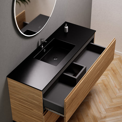 Aurora Single Set With Supporting Legs – Corian Sink & Countertop with 2 Drawers Vanity - ROVALUX