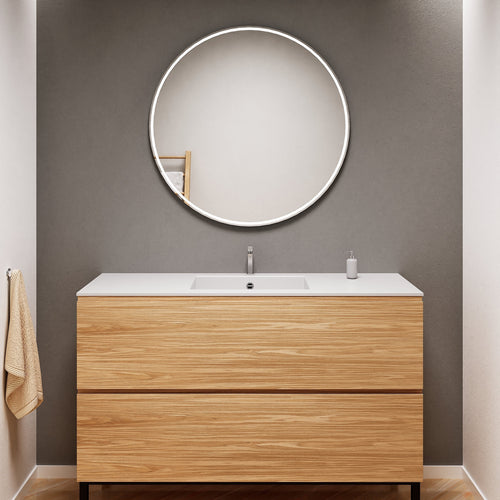 Aurora Single Set With Supporting Legs – Corian Sink & Countertop with 2 Drawers Vanity - ROVALUX