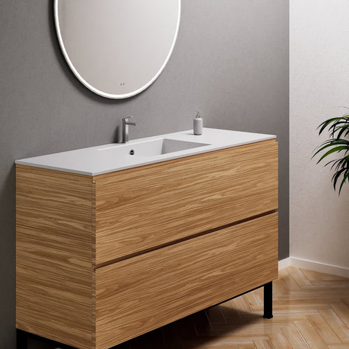 Aurora Single Set With Supporting Legs – Corian Sink & Countertop with 2 Drawers Vanity - ROVALUX