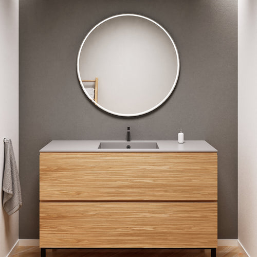 Aurora Single Set With Supporting Legs – Corian Sink & Countertop with 2 Drawers Vanity - ROVALUX