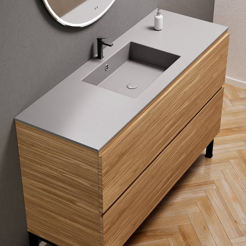 Aurora Single Set With Supporting Legs – Corian Sink & Countertop with 2 Drawers Vanity - ROVALUX