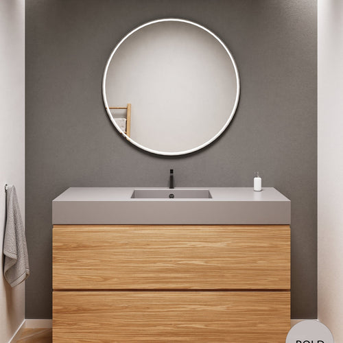 Aurora Single Set With Supporting Legs – Corian Sink & Countertop with 2 Drawers Vanity - ROVALUX