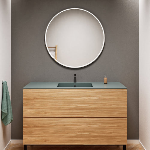 Aurora Single Set With Supporting Legs – Corian Sink & Countertop with 2 Drawers Vanity - ROVALUX