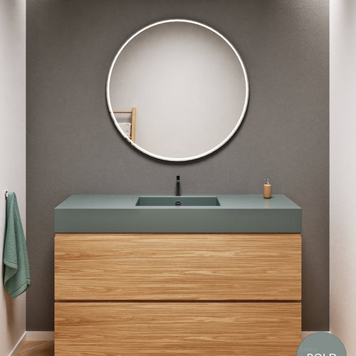 Aurora Single Set With Supporting Legs – Corian Sink & Countertop with 2 Drawers Vanity - ROVALUX