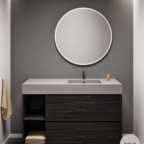 Aurora Single Set With Supporting Legs - Corian Sink & Countertop with 2 Drawers Vanity & Side Shelves - ROVALUX