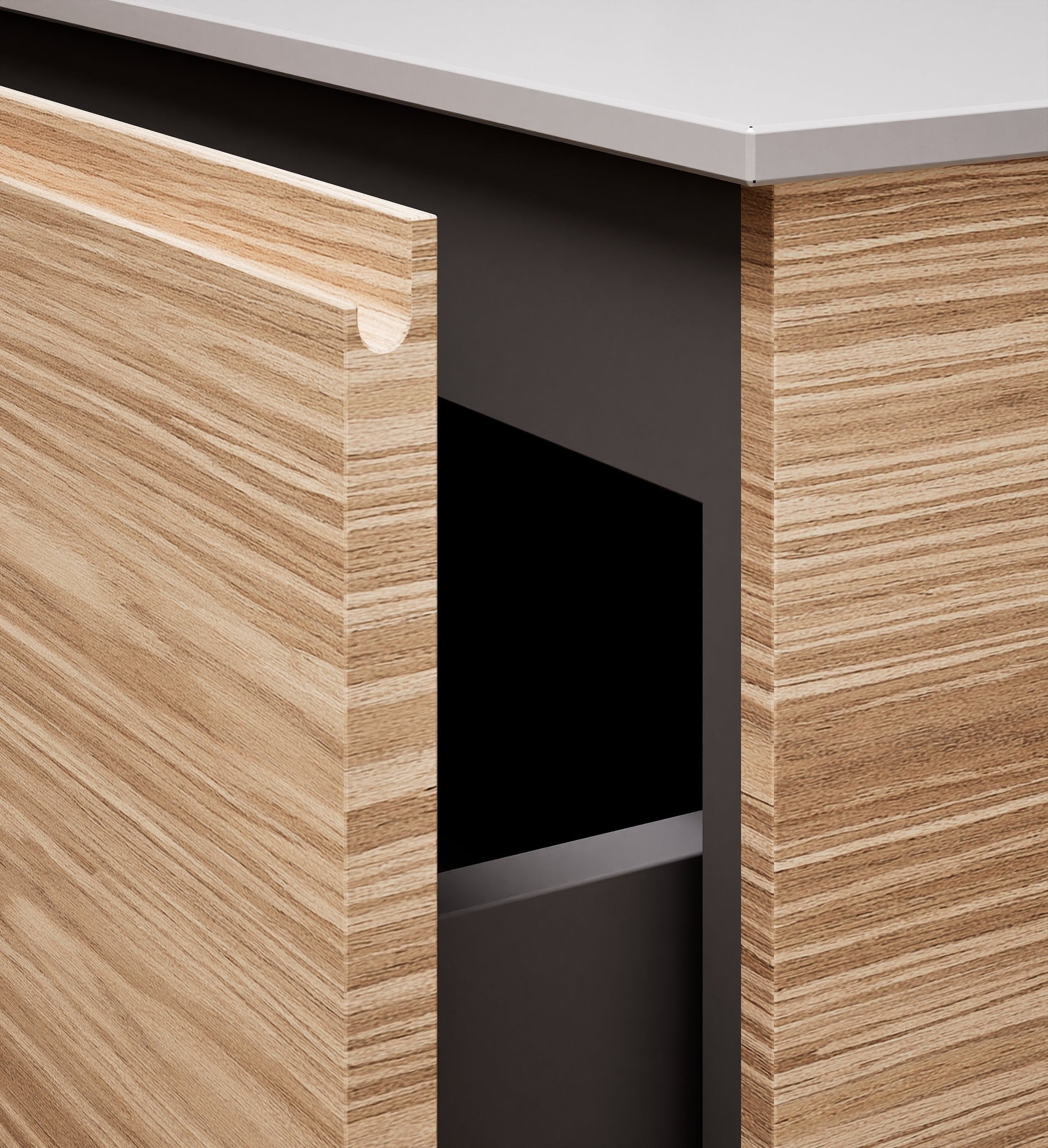 Aurora Single Set With Supporting Legs - Corian Sink & Countertop with 2 Drawers Vanity & Side Shelves - ROVALUX