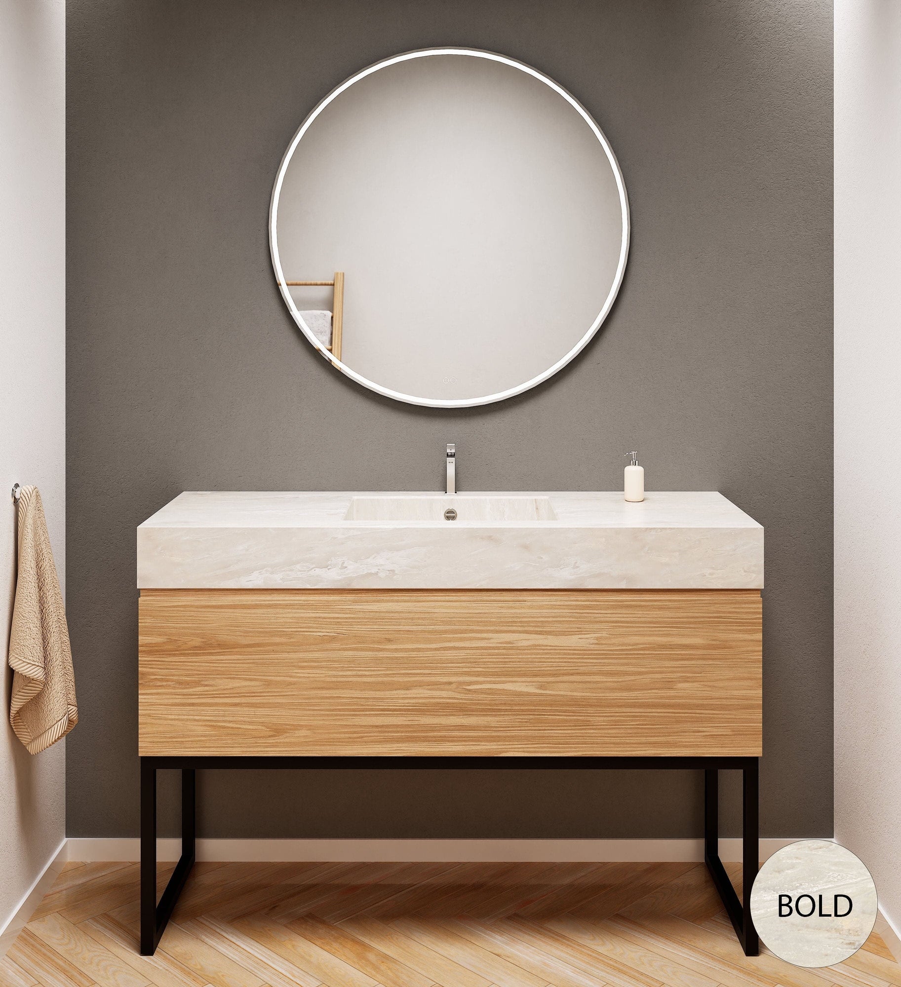 Aurora – Corian® Basin Unit with 1-Drawer and Feet-Standing Vanity - ROVALUX