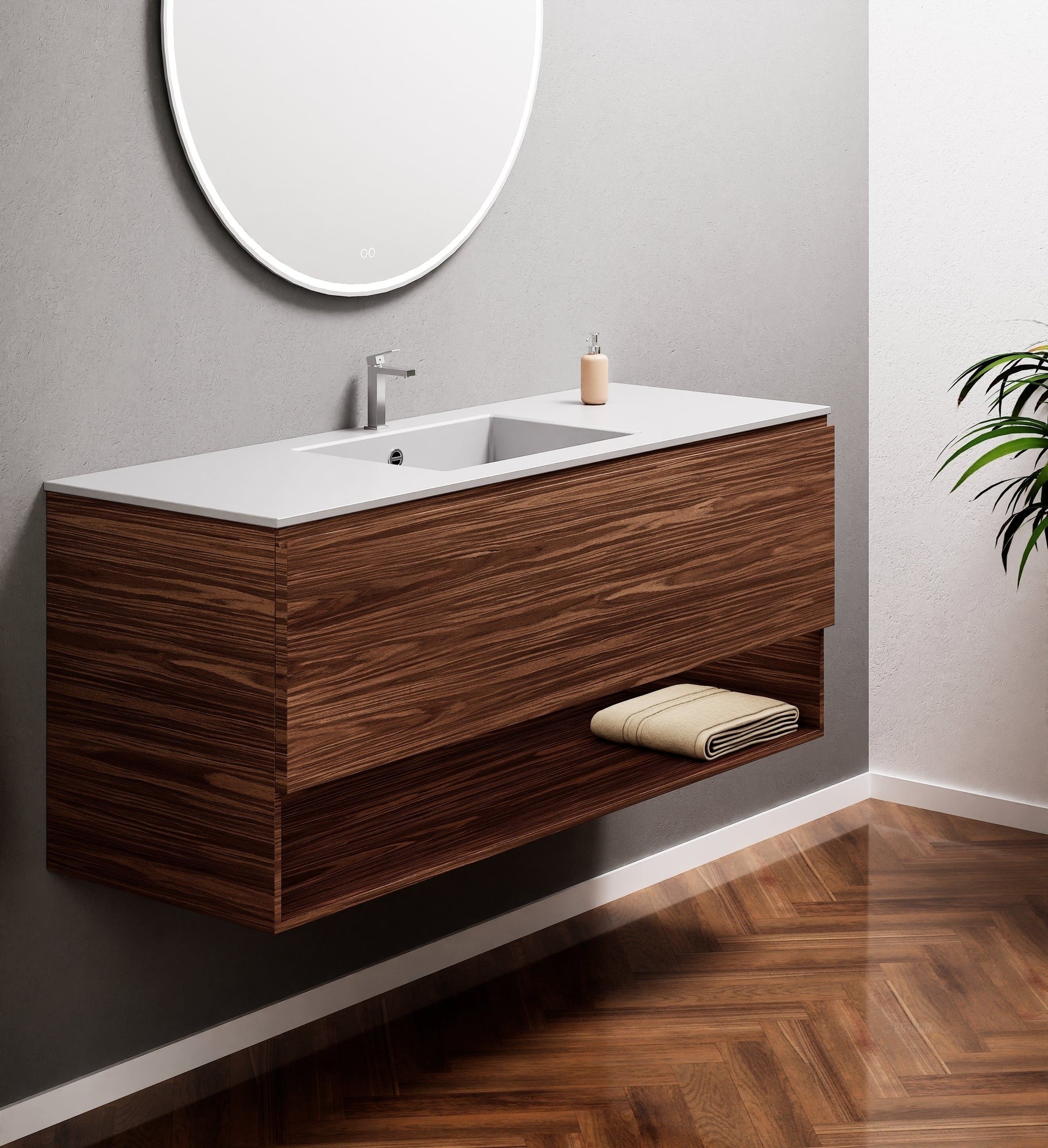 Aurora – Corian® Basin Unit with 1 Drawer and Bottom Shelf - ROVALUX