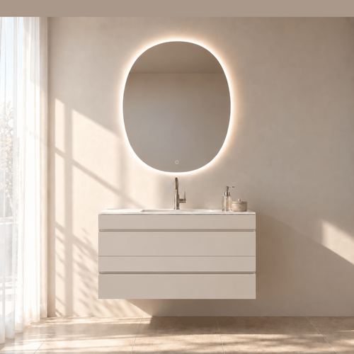 Aurora Curve - Integrated single sink basin unit & Cabinet With 2 Drawer vanity unit - ROVALUX