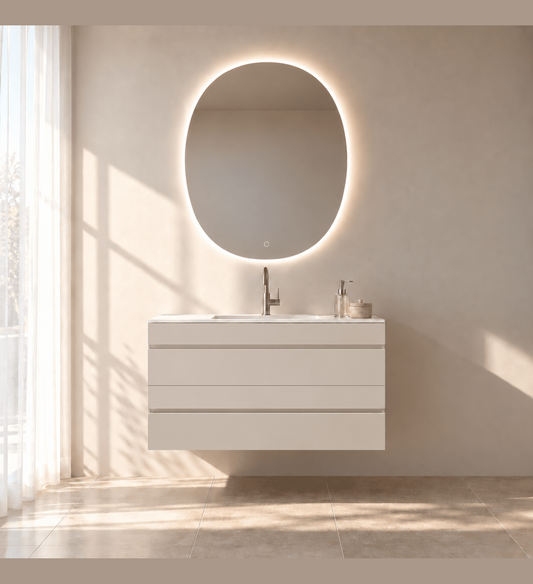 Aurora Curve - Integrated single sink basin unit & Cabinet With 2 Drawer vanity unit - ROVALUX