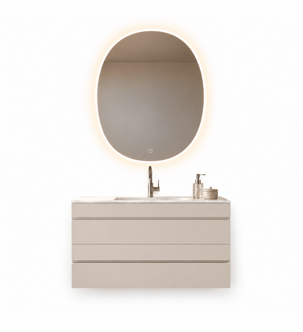 Aurora Curve - Integrated single sink basin unit & Cabinet With 2 Drawer vanity unit - ROVALUX