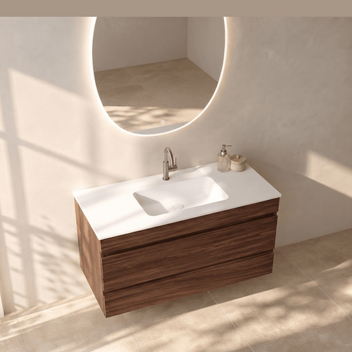 Aurora Curve - Integrated single sink basin unit & Cabinet With 2 Drawer vanity unit - ROVALUX