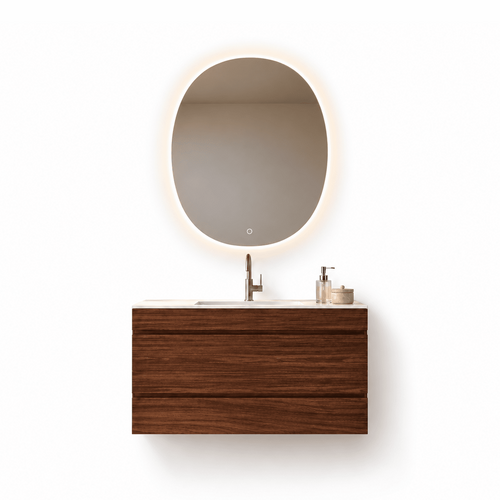 Aurora Curve - Integrated single sink basin unit & Cabinet With 2 Drawer vanity unit - ROVALUX