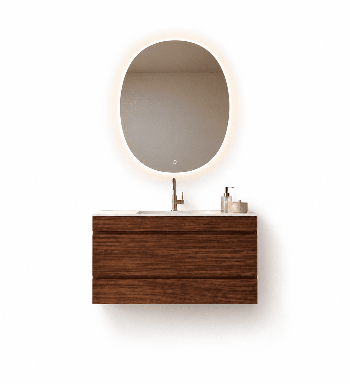 Aurora Curve - Integrated single sink basin unit & Cabinet With 2 Drawer vanity unit - ROVALUX